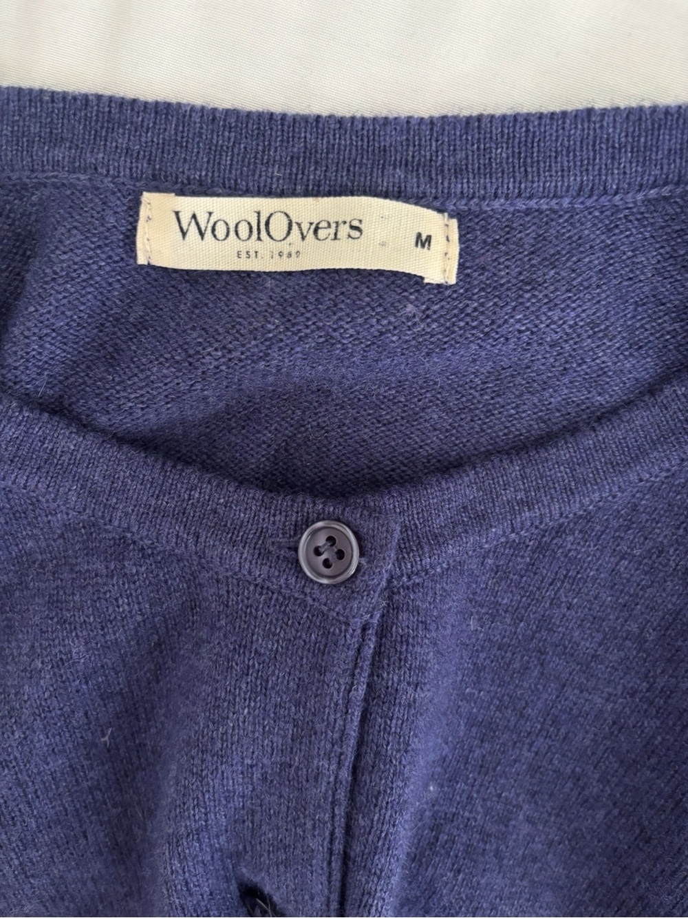 Woolovers Purple Cashmere Merino Wool Blend Crew Neck Cardigan Sweater Medium - Picture 4 of 5